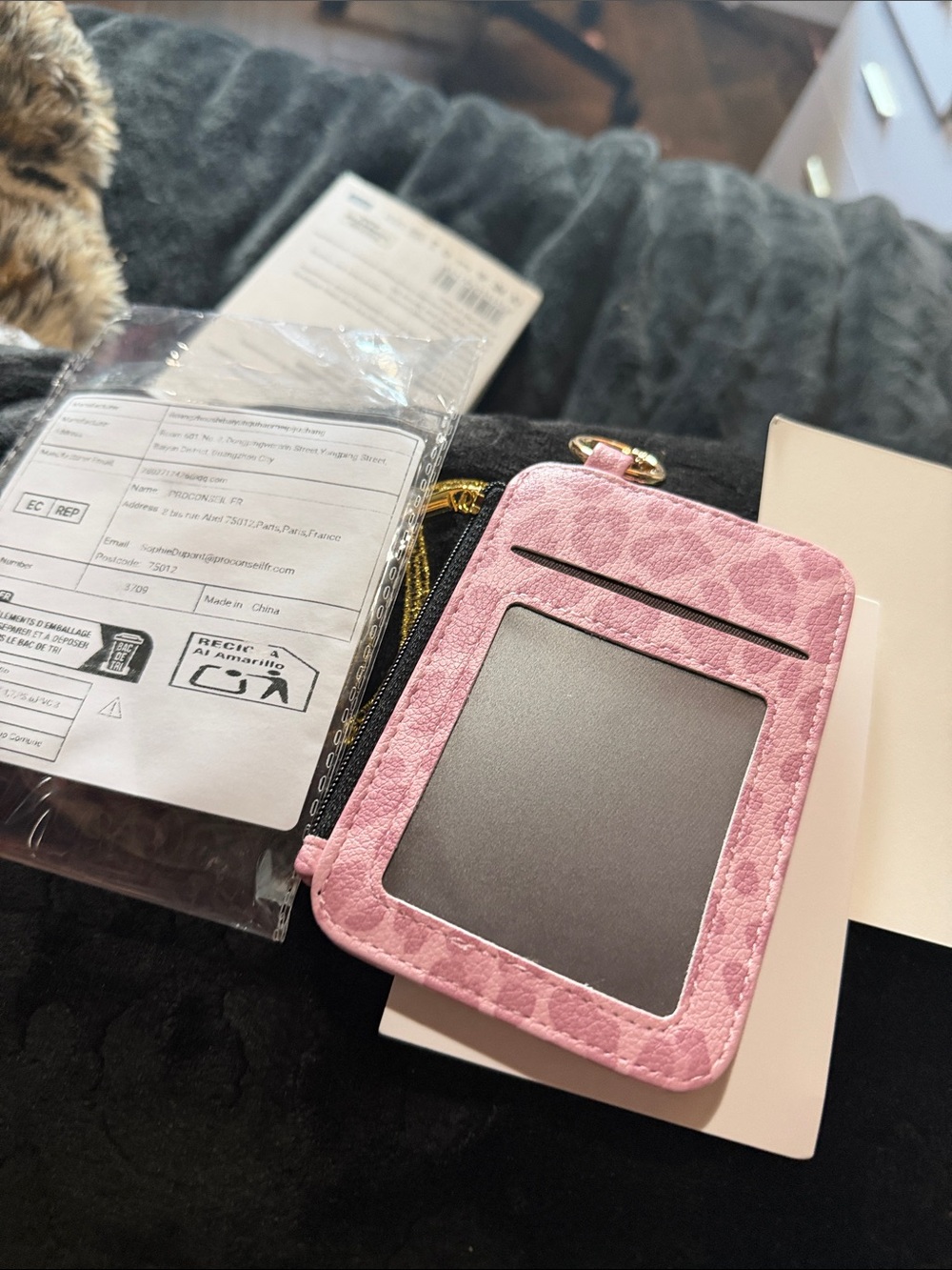 Pink Cardholder ID Wallet with Clear Window